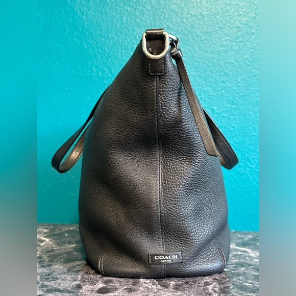 COACH Handbag Bleeker Cooper Satchel Tote Bag Black Pebbled Leather - Picture 2 of 15